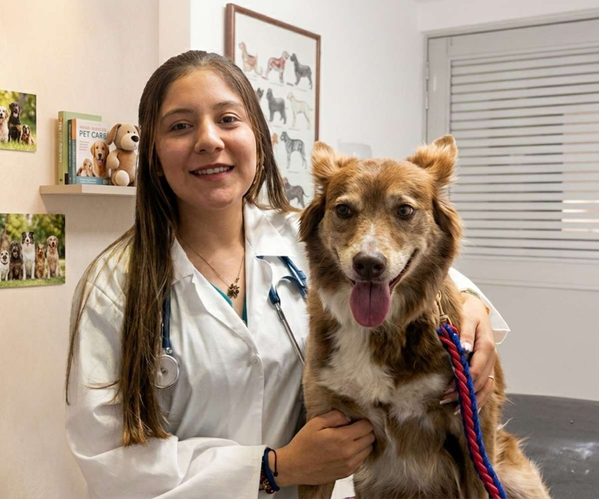 Equipo veterinario atendiendo mascota en clínica veterinaria en Bogotá